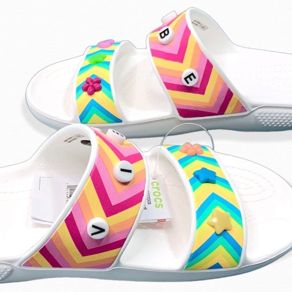 Limited Edition Crocs Women's  Classic Festival Vibes Sandals  White 7 - Picture 12 of 12